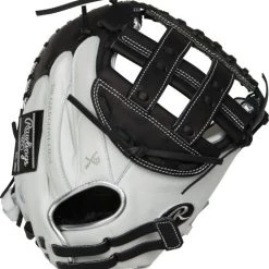 33 Inch Rawlings Liberty Advanced Color Series RLACM33FPBP Women's White/Black/Platinum Fastpitch Softball Catcher Mitt
