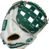 33 Inch Rawlings Liberty Advanced Color Series RLACM33FPDG Women's White/DarkGreen/Gold Fastpitch Softball Catcher Mitt