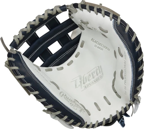 33 Inch Rawlings Liberty Advanced Color Series RLACM33FPN Women's White/Navy Fastpitch Softball Catcher Mitt 4 33 Inch Rawlings Liberty Advanced Color Series RLACM33FPN Women's White/Navy Fastpitch Softball Catcher Mitt - Image 2