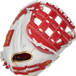 33 Inch Rawlings Liberty Advanced Color Series RLACM33FPS Women's White/Scarlet/Gold Fastpitch Softball Catcher Mitt